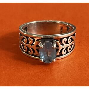 James Avery Adoree Sterling Silver Blue Topaz Ring Size 6